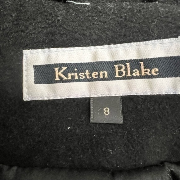 Kristen Blake womens wool blend black piping trench coat size 8 - Picture 7 of 8